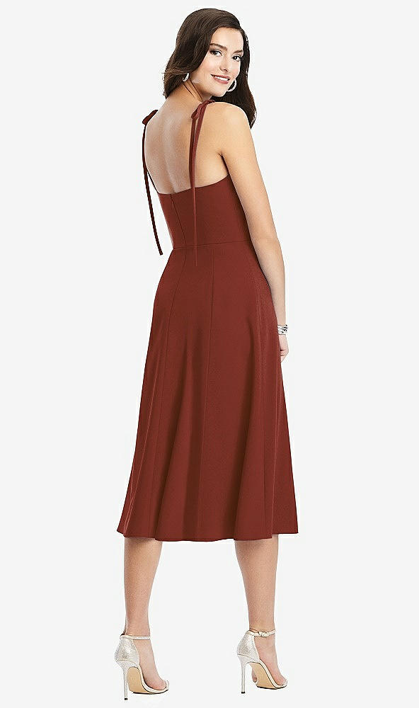 【STYLE: 3069】Bustier Crepe Midi Dress with Adjustable Bow Straps【COLOR: Auburn Moon】
