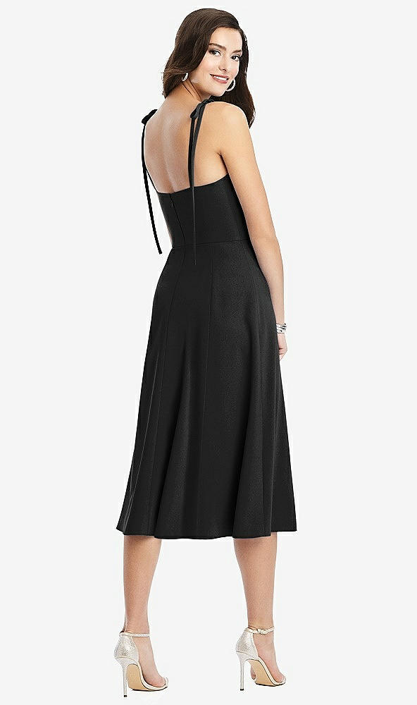 【NEW】【STYLE: 3069】Bustier CREPE MIDI ドレス 調整可能 弓 ストラップ【COLOR: Black】【SIZE: 00-30W】