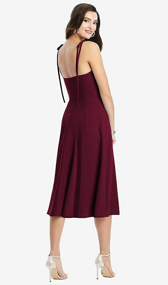 【NEW】【STYLE: 3069】Bustier CREPE MIDI ドレス 調整可能 弓 ストラップ【COLOR: Cabernet】【SIZE: 00-30W】