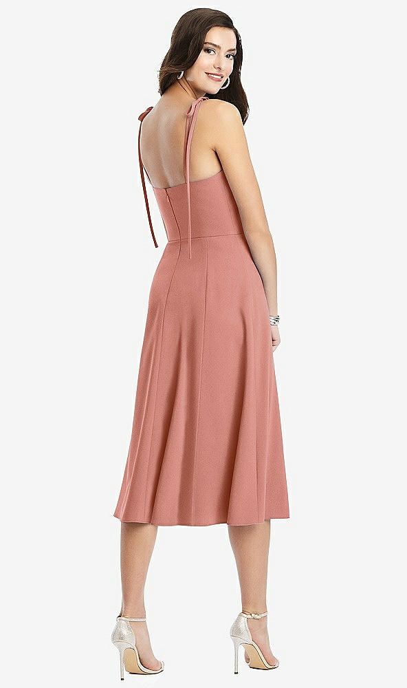 【STYLE: 3069】Bustier Crepe Midi Dress with Adjustable Bow Straps【COLOR: Desert Rose】