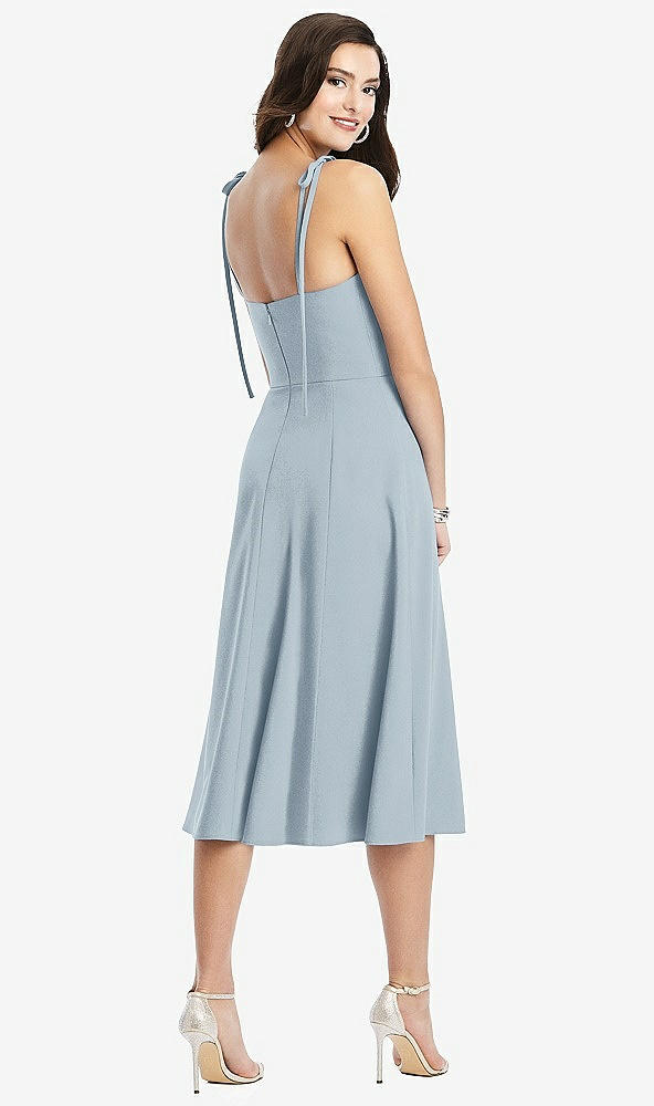 【STYLE: 3069】Bustier Crepe Midi Dress with Adjustable Bow Straps【COLOR: Mist】