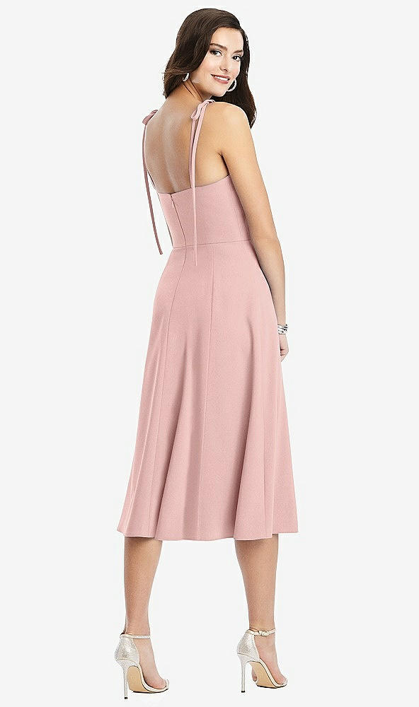【STYLE: 3069】Bustier Crepe Midi Dress with Adjustable Bow Straps【COLOR: Rose - PANTONE Rose Quartz】