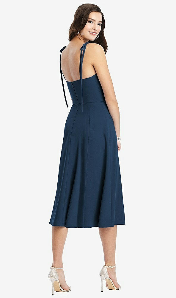 【STYLE: 3069】Bustier Crepe Midi Dress with Adjustable Bow Straps【COLOR: Sofia Blue】