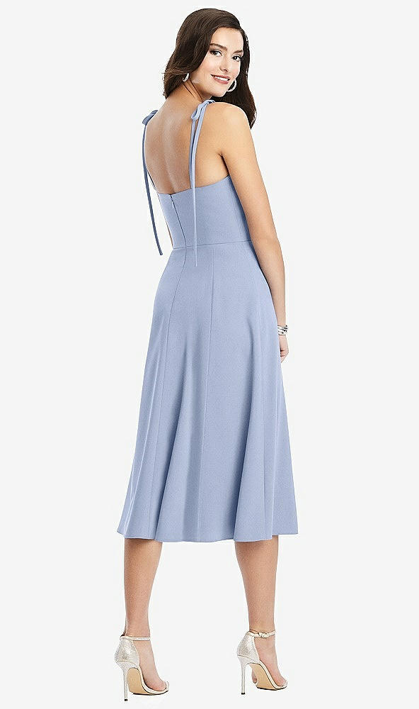 【STYLE: 3069】Bustier Crepe Midi Dress with Adjustable Bow Straps【COLOR: Sky Blue】