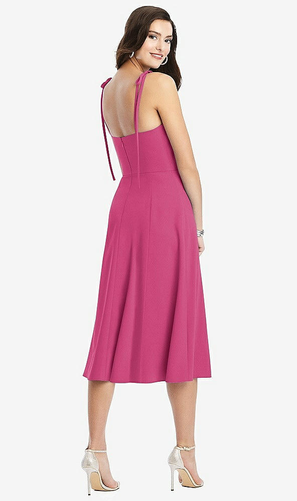 【STYLE: 3069】Bustier Crepe Midi Dress with Adjustable Bow Straps【COLOR: Tea Rose】