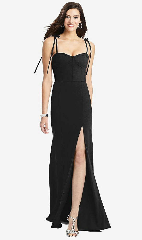 【NEW】【STYLE: 3070】Bustier CREPE ガウン 調整可能 弓 ストラップ【COLOR: Black】【SIZE: 00-30W】