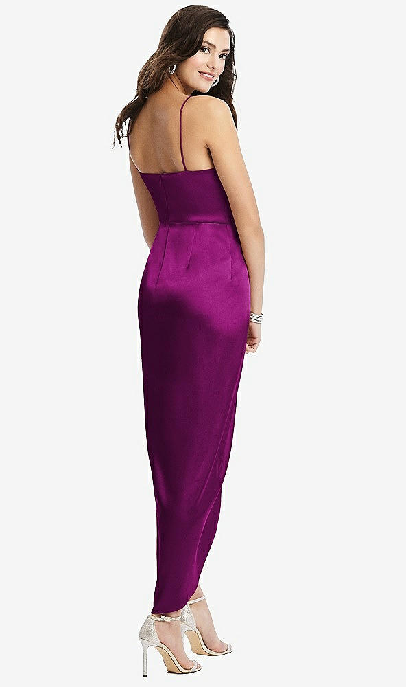 【NEW】【STYLE: 6828】フェイク ラップ MIDI ドレス ドレープ チューリップ スカート【COLOR: Persian Plum】【SIZE: 00-30W】