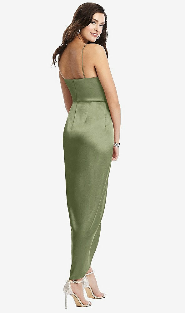 【STYLE: 6828】Faux Wrap Midi Dress with Draped Tulip Skirt【COLOR: Kiwi】