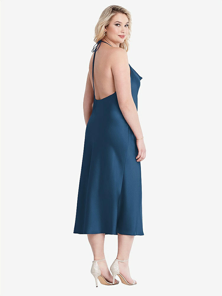 【STYLE: LB001】Cowl-Neck Convertible Midi Slip Dress - Piper【COLOR: Dusk Blue】
