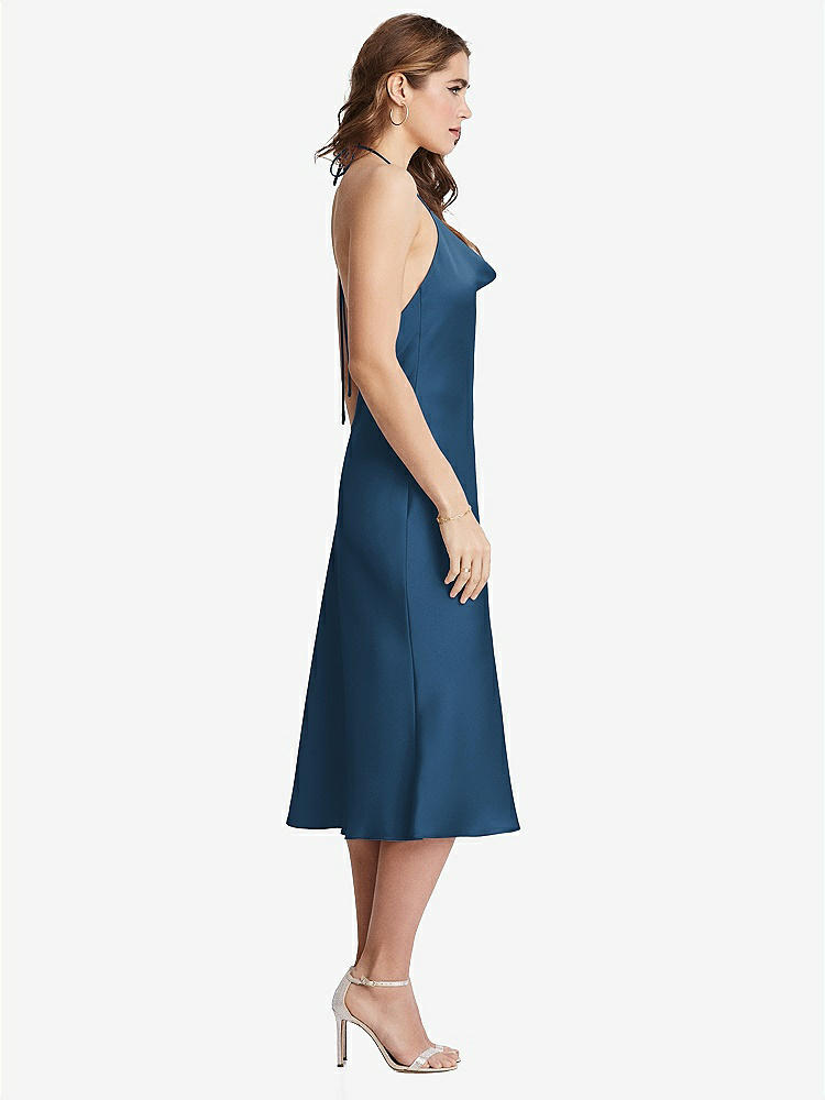 【STYLE: LB001】Cowl-Neck Convertible Midi Slip Dress - Piper【COLOR: Dusk Blue】