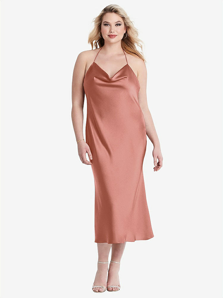 【STYLE: LB001】Cowl-Neck Convertible Midi Slip Dress - Piper【COLOR: Desert Rose】