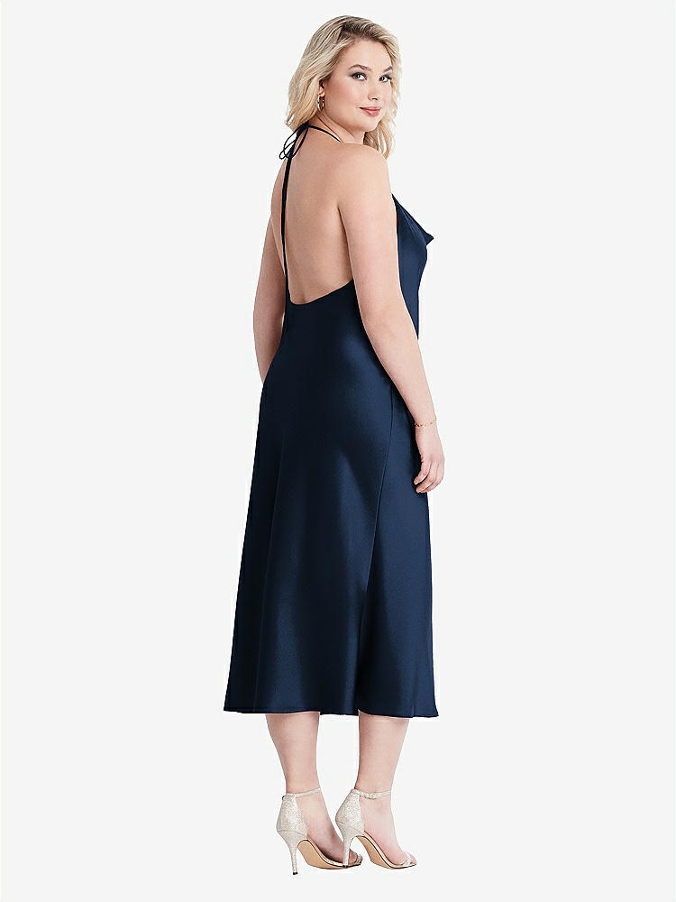 【STYLE: LB001】Cowl-Neck Convertible Midi Slip Dress - Piper【COLOR: Midnight Navy】