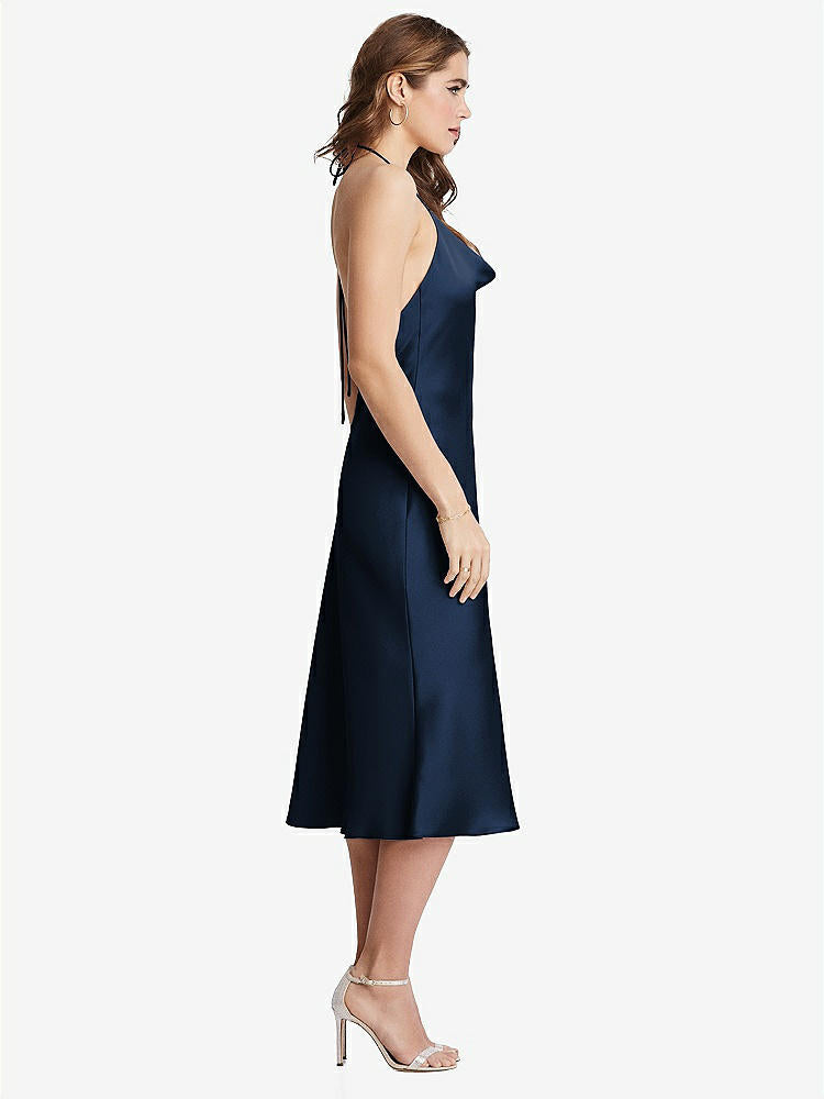 【STYLE: LB001】Cowl-Neck Convertible Midi Slip Dress - Piper【COLOR: Midnight Navy】