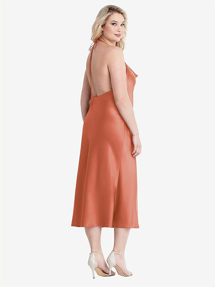 【STYLE: LB001】Cowl-Neck Convertible Midi Slip Dress - Piper【COLOR: Terracotta Copper】
