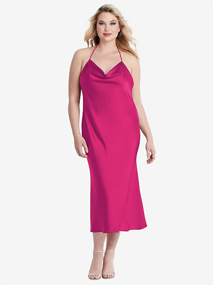 【STYLE: LB001】Cowl-Neck Convertible Midi Slip Dress - Piper【COLOR: Think Pink】