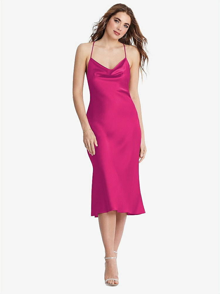 【STYLE: LB001】Cowl-Neck Convertible Midi Slip Dress - Piper【COLOR: Think Pink】