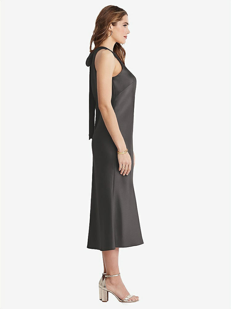 【NEW】【STYLE: LB005】ネクタイ 首 カットアウト MIDI タンク ドレス  -  ルー【COLOR: Caviar Gray】【SIZE: 00-30W】