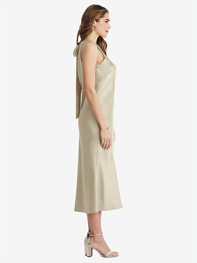 【NEW】【STYLE: LB005】ネクタイ 首 カットアウト MIDI タンク ドレス - ルー【COLOR: Champagne】【SIZE: 00-30W】