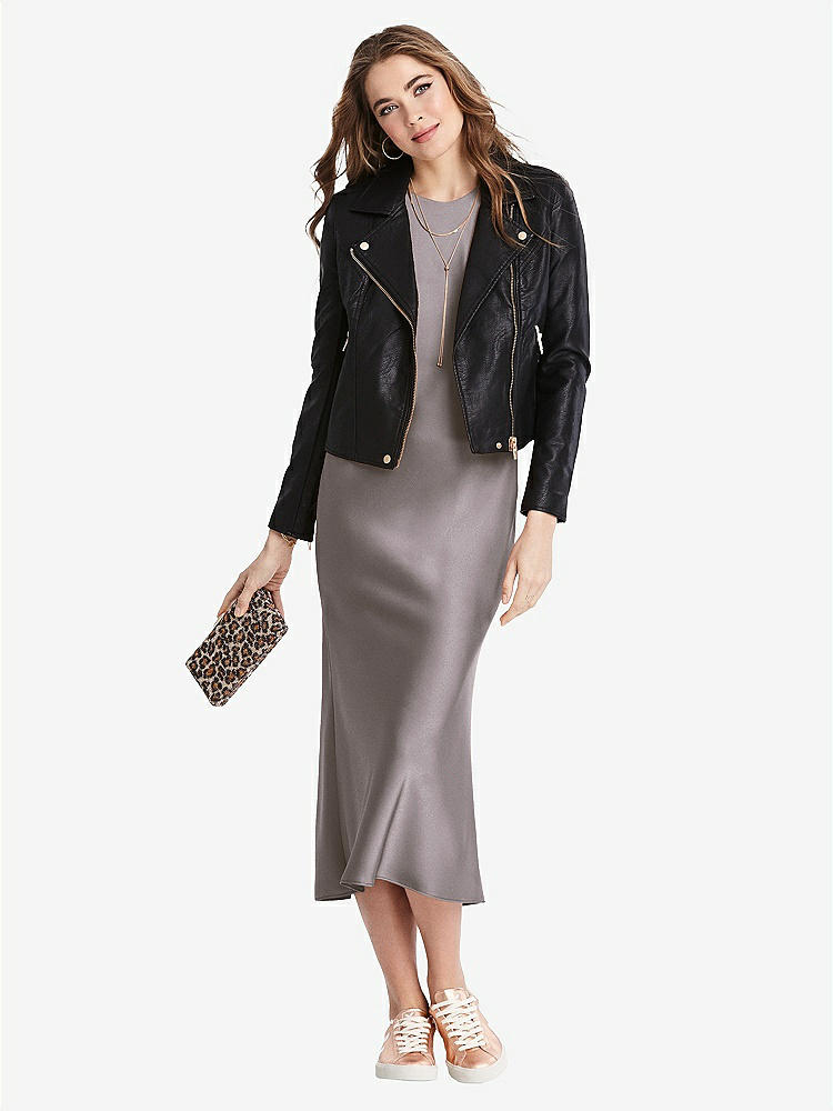 【NEW】【STYLE: LB005】ネクタイ 首 カットアウト MIDI タンク ドレス  -  ルー【COLOR: Cashmere Gray】【SIZE: 00-30W】