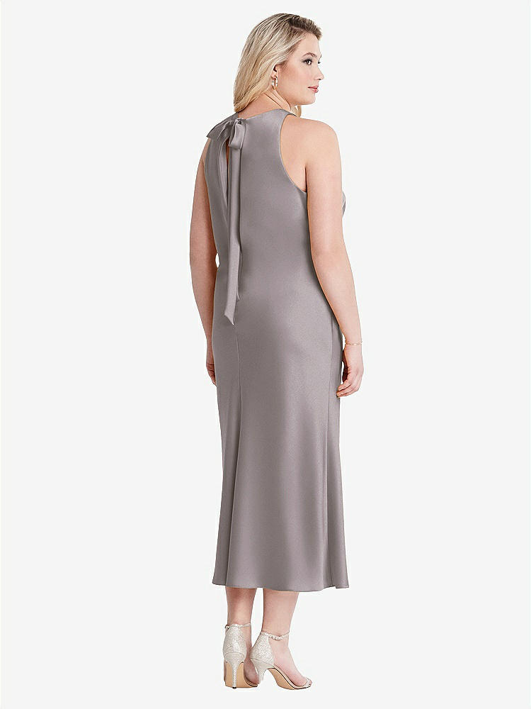 【NEW】【STYLE: LB005】ネクタイ 首 カットアウト MIDI タンク ドレス  -  ルー【COLOR: Cashmere Gray】【SIZE: 00-30W】