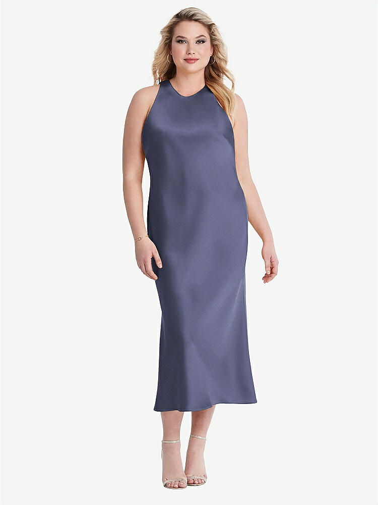 【STYLE: LB005】Tie Neck Cutout Midi Tank Dress - Lou【COLOR: French Blue】