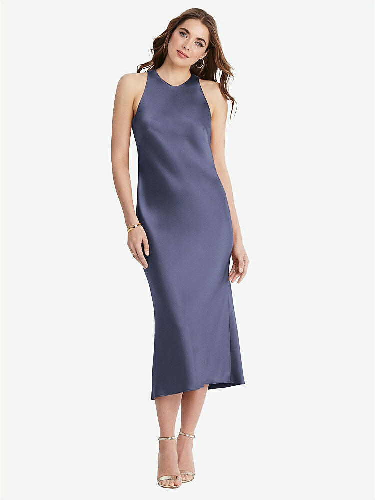 【STYLE: LB005】Tie Neck Cutout Midi Tank Dress - Lou【COLOR: French Blue】