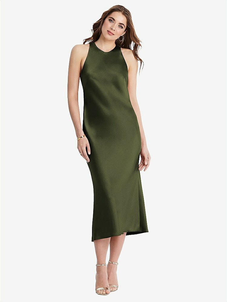 【STYLE: LB005】Tie Neck Cutout Midi Tank Dress - Lou【COLOR: Olive Green】