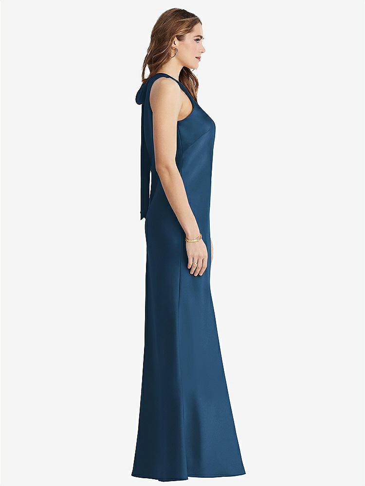 【STYLE: LB006】Tie Neck Low Back Maxi Tank Dress - Marin【COLOR: Dusk Blue】