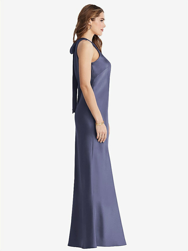 【STYLE: LB006】Tie Neck Low Back Maxi Tank Dress - Marin【COLOR: French Blue】
