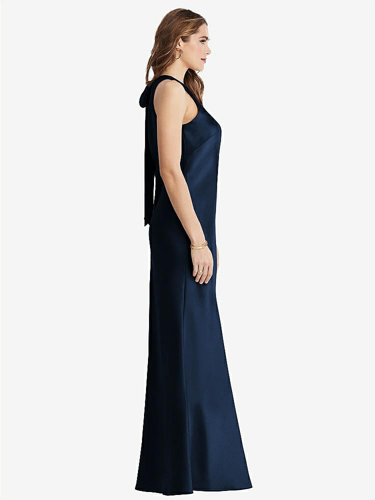 【STYLE: LB006】Tie Neck Low Back Maxi Tank Dress - Marin【COLOR: Midnight Navy】