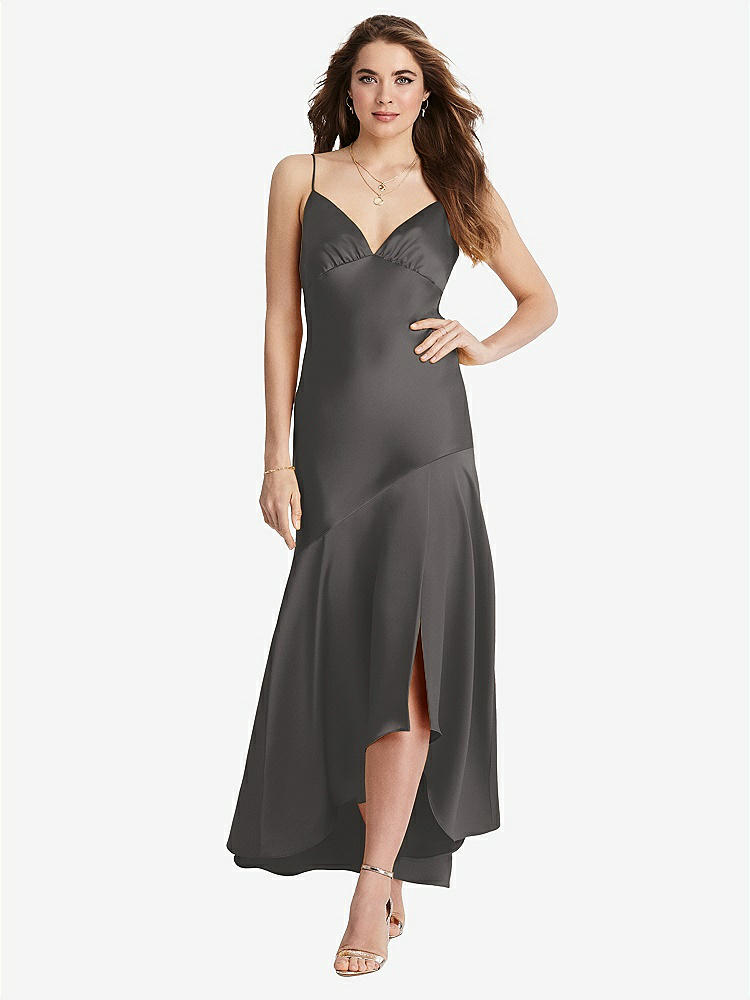 【NEW】【STYLE: LB007】非対称 ドロップ ウエスト ハイロー スリップ ドレス  -  デボン【COLOR: Caviar Gray】【SIZE: 00-30W】