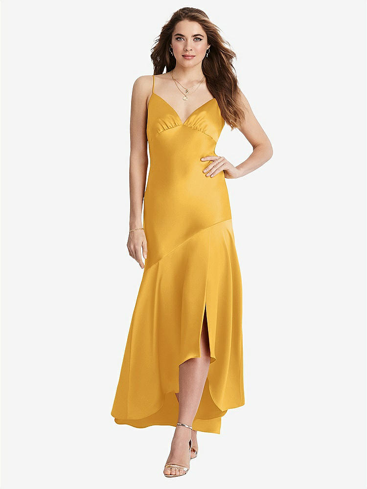 【STYLE: LB007】Asymmetrical Drop Waist High-Low Slip Dress - Devon【COLOR: NYC Yellow】
