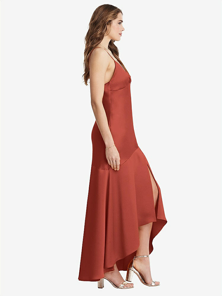 【STYLE: LB007】Asymmetrical Drop Waist High-Low Slip Dress - Devon【COLOR: Amber Sunset】
