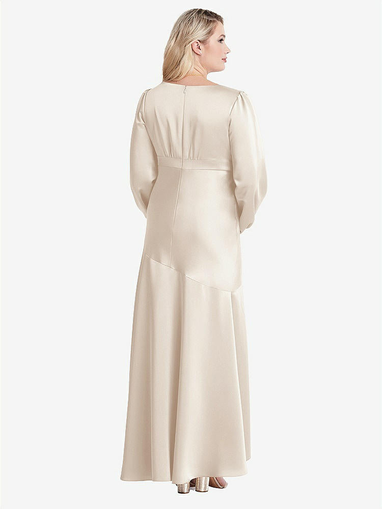 【NEW】【STYLE: LB008】パフ スリーブ 非対称 ドロップ ウエスト ハイロー スリップ ドレス - ティーガン【COLOR: Oat】【SIZE: 00-30W】