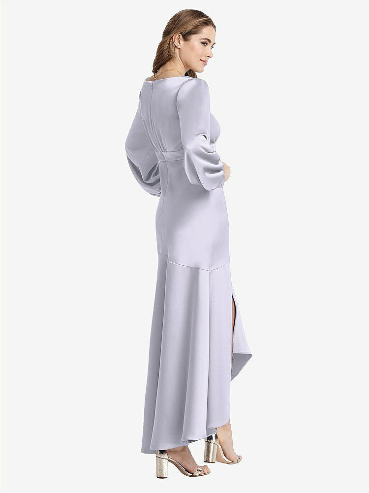 【NEW】【STYLE: LB008】パフ スリーブ 非対称 ドロップ ウエスト ハイロー スリップ ドレス  -  ティーガン【COLOR: Silver Dove】【SIZE: 00-30W】