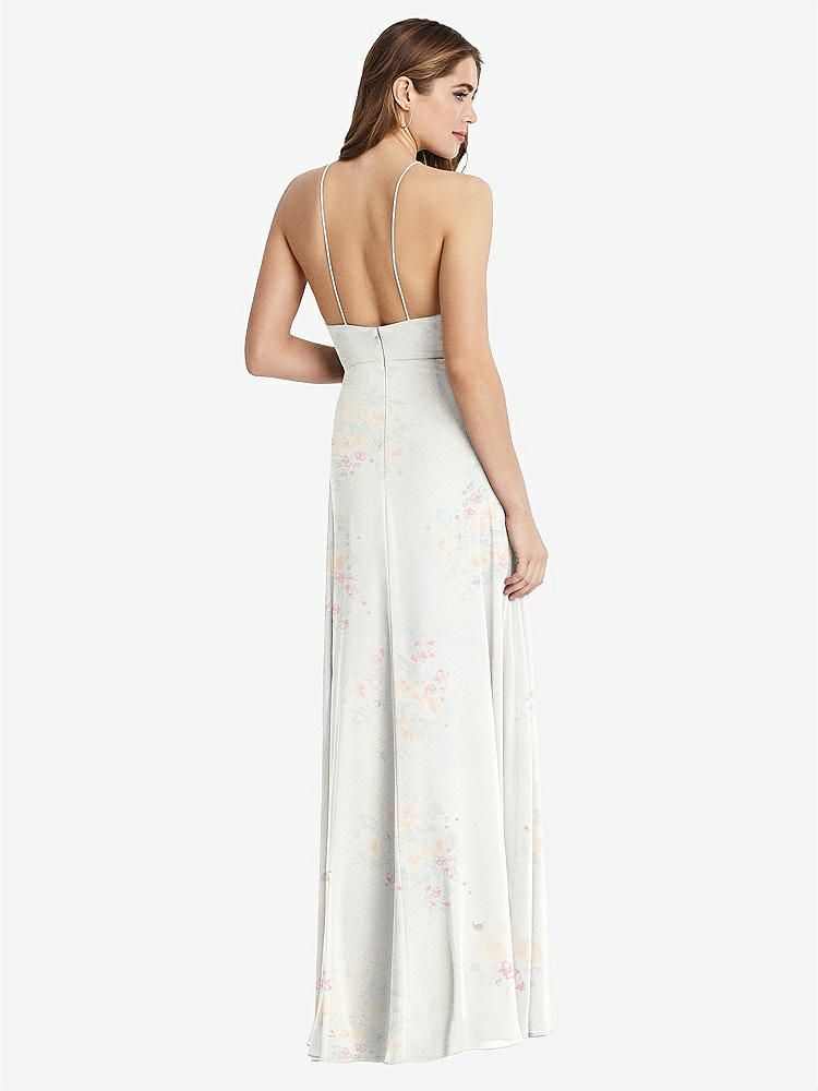 【STYLE: LB010】High Neck Chiffon Maxi Dress with Front Slit - Lela【COLOR: Spring Fling】