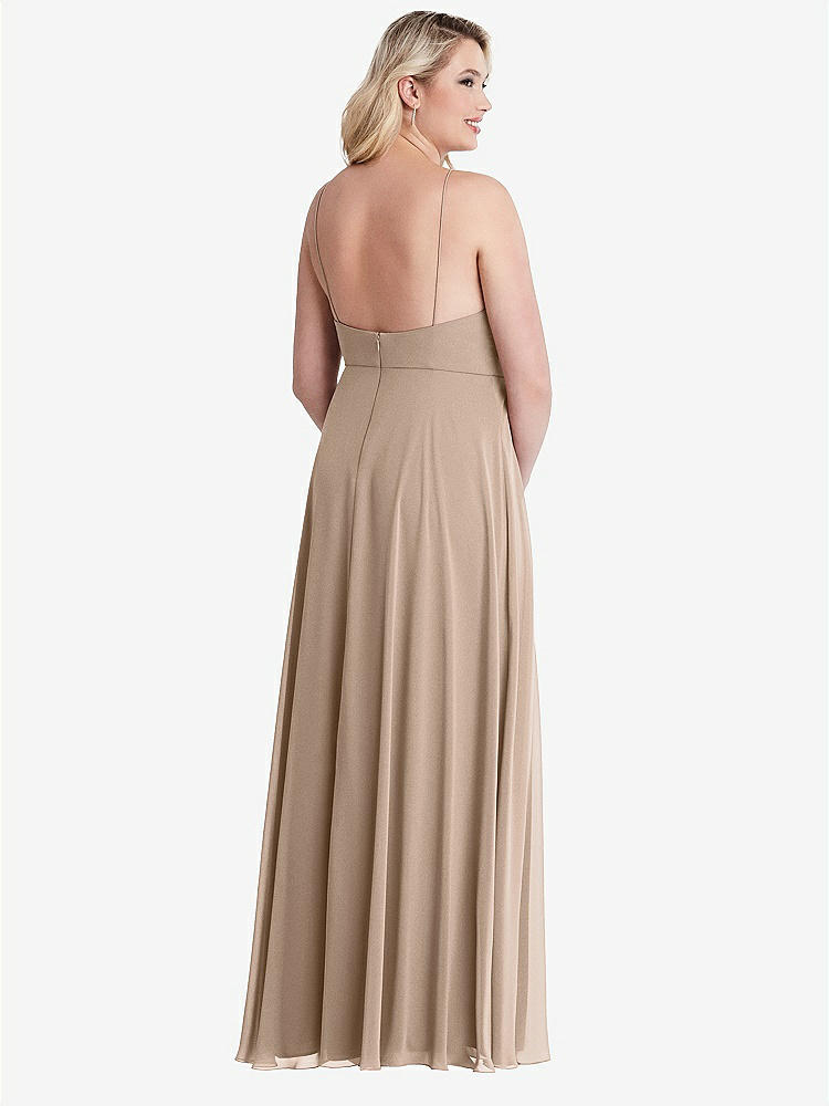 【STYLE: LB010】High Neck Chiffon Maxi Dress with Front Slit - Lela【COLOR: Topaz】