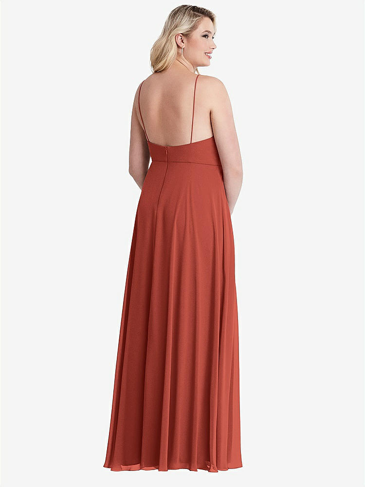 【STYLE: LB010】High Neck Chiffon Maxi Dress with Front Slit - Lela【COLOR: Amber Sunset】