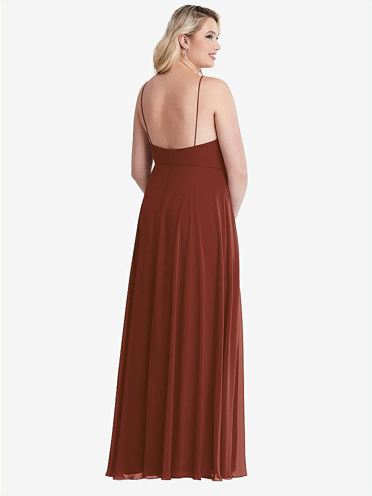 【STYLE: LB010】High Neck Chiffon Maxi Dress with Front Slit - Lela【COLOR: Auburn Moon】
