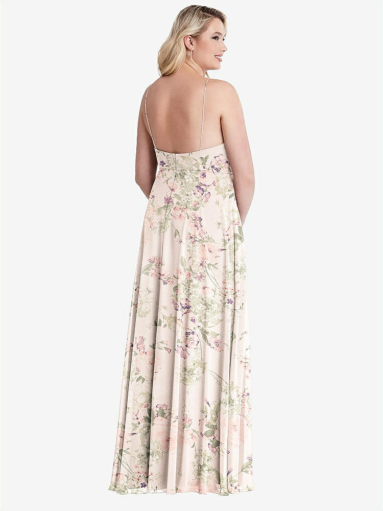【STYLE: LB010】High Neck Chiffon Maxi Dress with Front Slit - Lela【COLOR: Blush Garden】