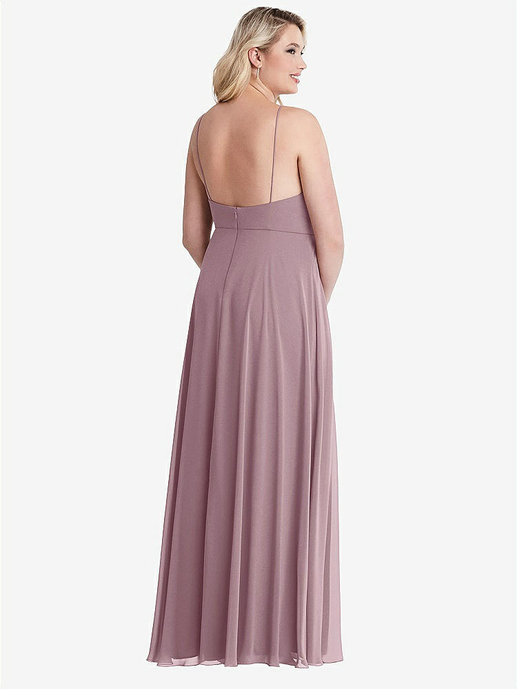 【NEW】【STYLE: LB010】高 首 シフォン マキシ ドレス 前面 スリット - lela【COLOR: Dusty Rose】【SIZE: 00-30W】
