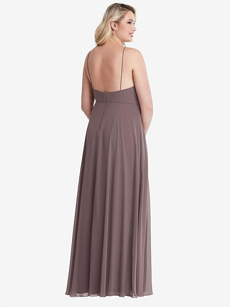 【STYLE: LB010】High Neck Chiffon Maxi Dress with Front Slit - Lela【COLOR: French Truffle】