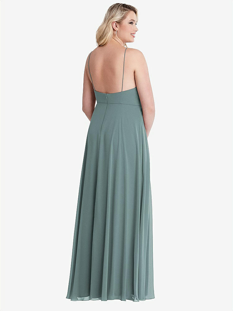 【STYLE: LB010】High Neck Chiffon Maxi Dress with Front Slit - Lela【COLOR: Icelandic】