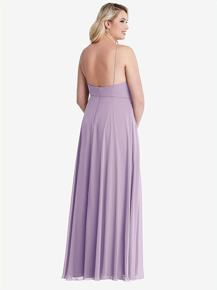 【STYLE: LB010】High Neck Chiffon Maxi Dress with Front Slit - Lela【COLOR: Pale Purple】
