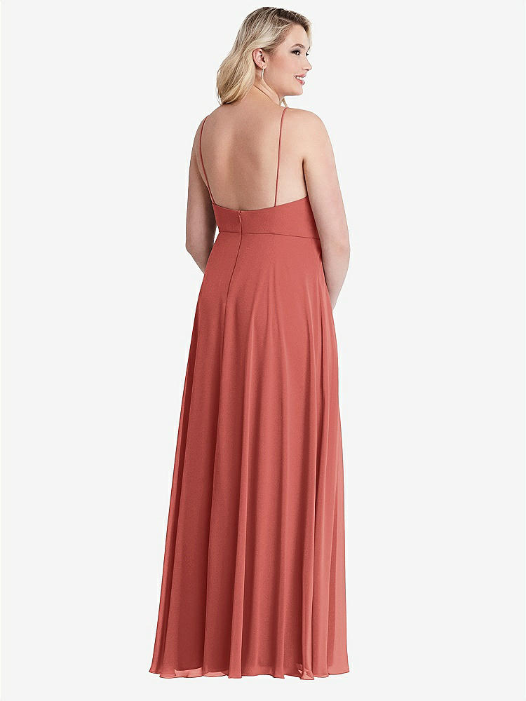 【NEW】【STYLE: LB010】高 首 シフォン マキシ ドレス 前面 スリット - lela【COLOR: Coral Pink】【SIZE: 00-30W】