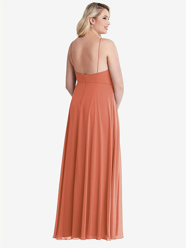 【STYLE: LB010】High Neck Chiffon Maxi Dress with Front Slit - Lela【COLOR: Terracotta Copper】