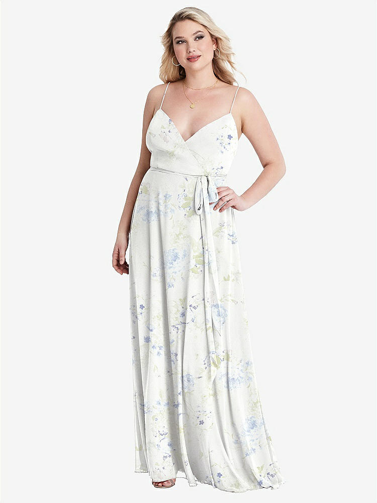 【STYLE: LB011】Chiffon Maxi Wrap Dress with Sash - Cora【COLOR: Bleu Garden】