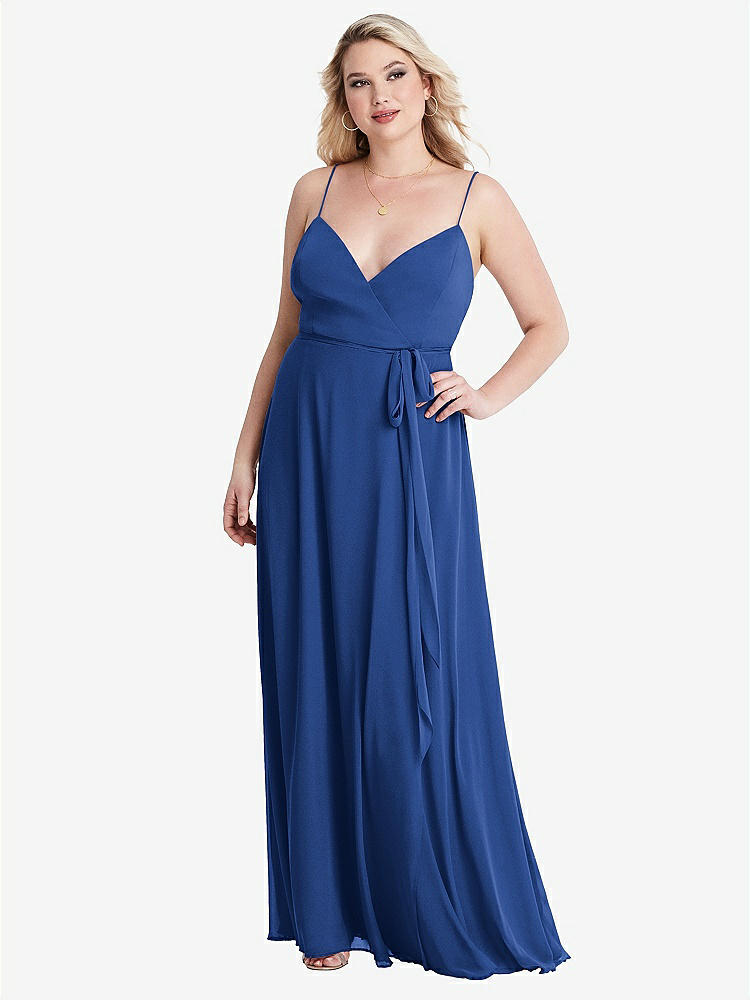 【STYLE: LB011】Chiffon Maxi Wrap Dress with Sash - Cora【COLOR: Classic Blue】