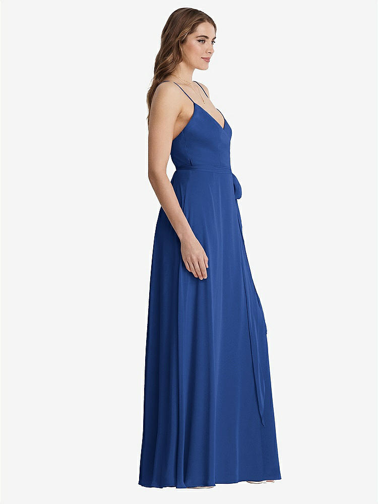 【STYLE: LB011】Chiffon Maxi Wrap Dress with Sash - Cora【COLOR: Classic Blue】