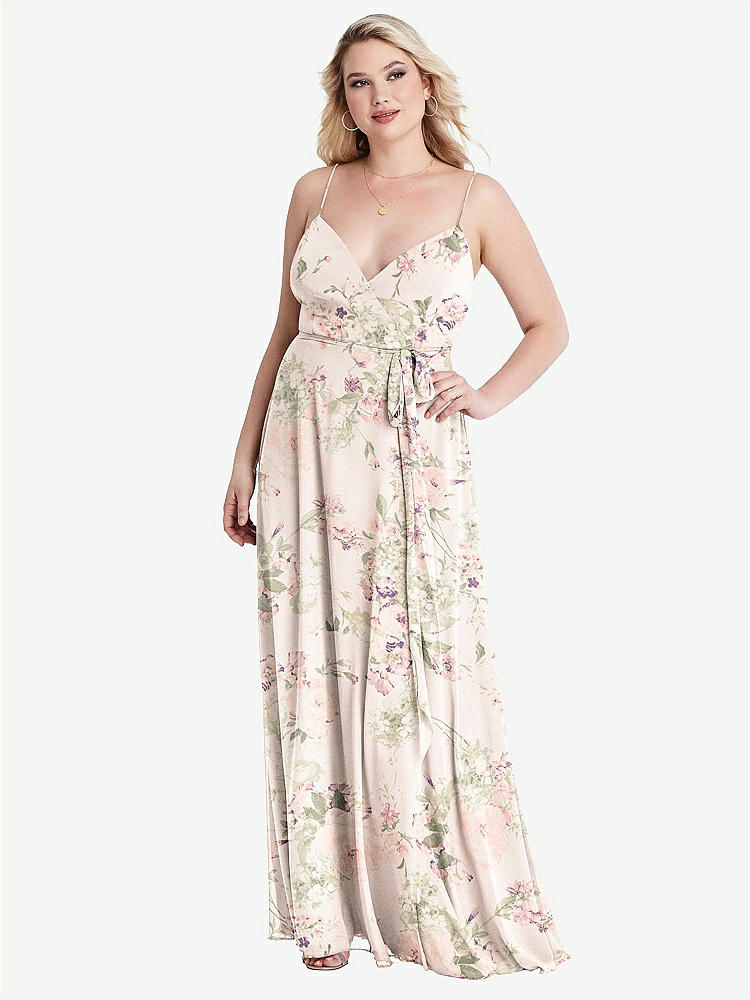 【STYLE: LB011】Chiffon Maxi Wrap Dress with Sash - Cora【COLOR: Blush Garden】